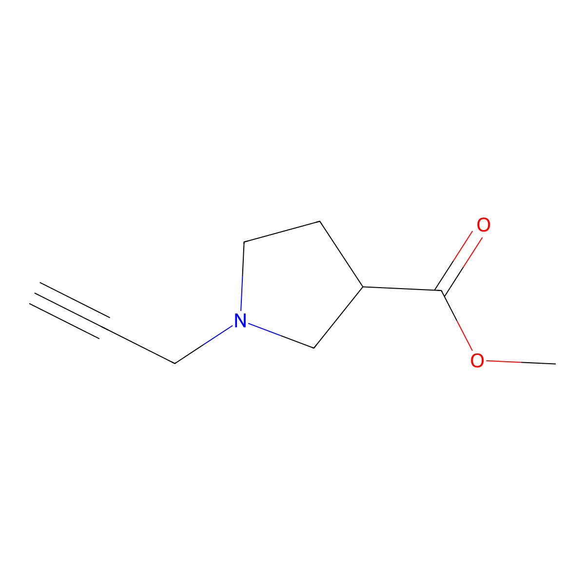 Methyl 1-prop-2-ynylpyrrolidine-3-carboxylate molecular structure, CAS 1493778-87-2
