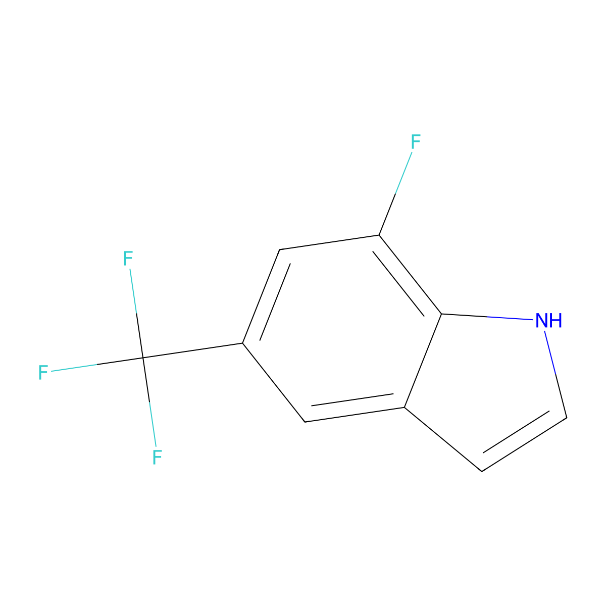 7-fluoro-5-(trifluoromethyl)-1H-indole molecular structure, CAS 1493799-75-9