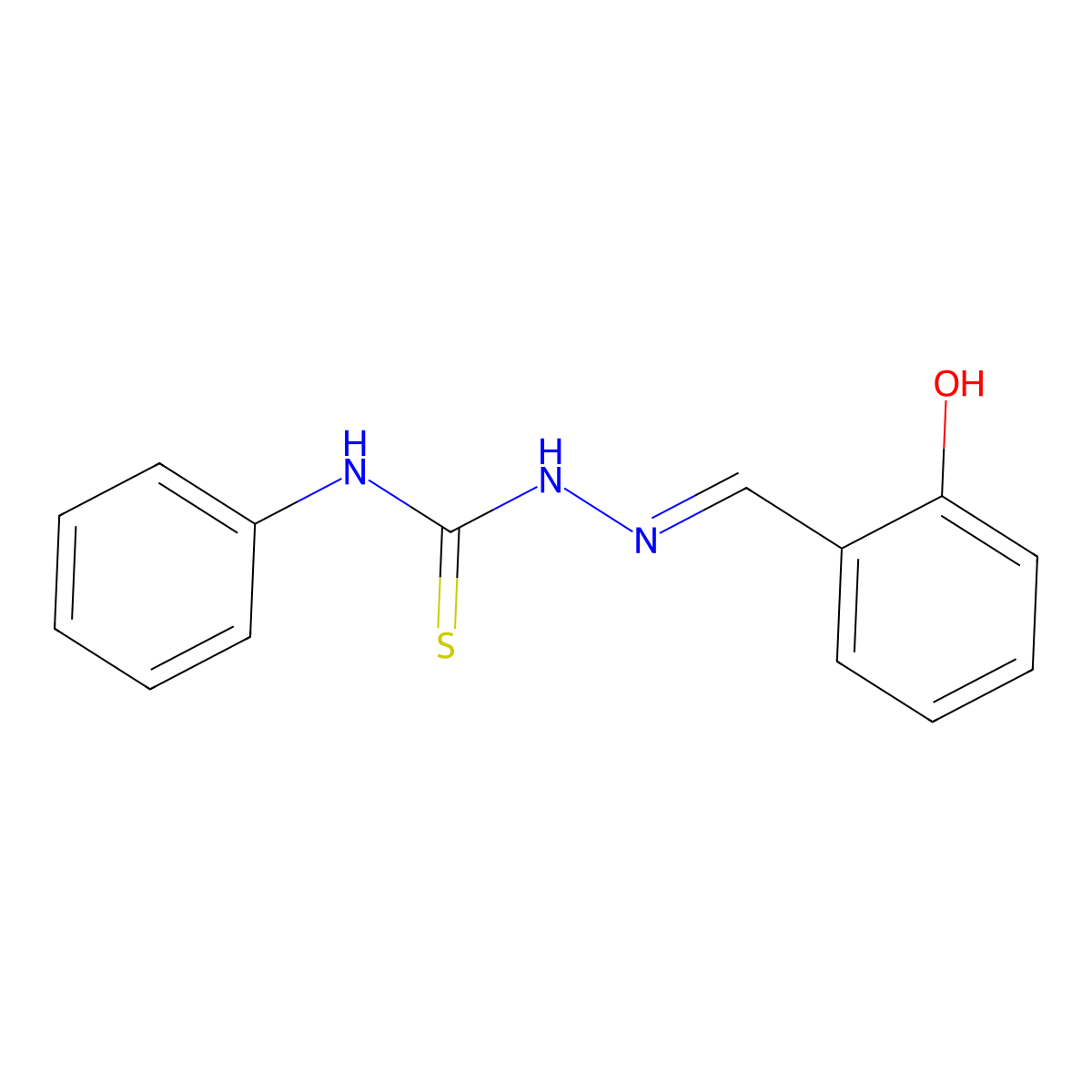 Hydrazinecarbothioamide, 2-((2-hydroxyphenyl)methylene)-N-phenyl- molecular structure, CAS 14938-70-6