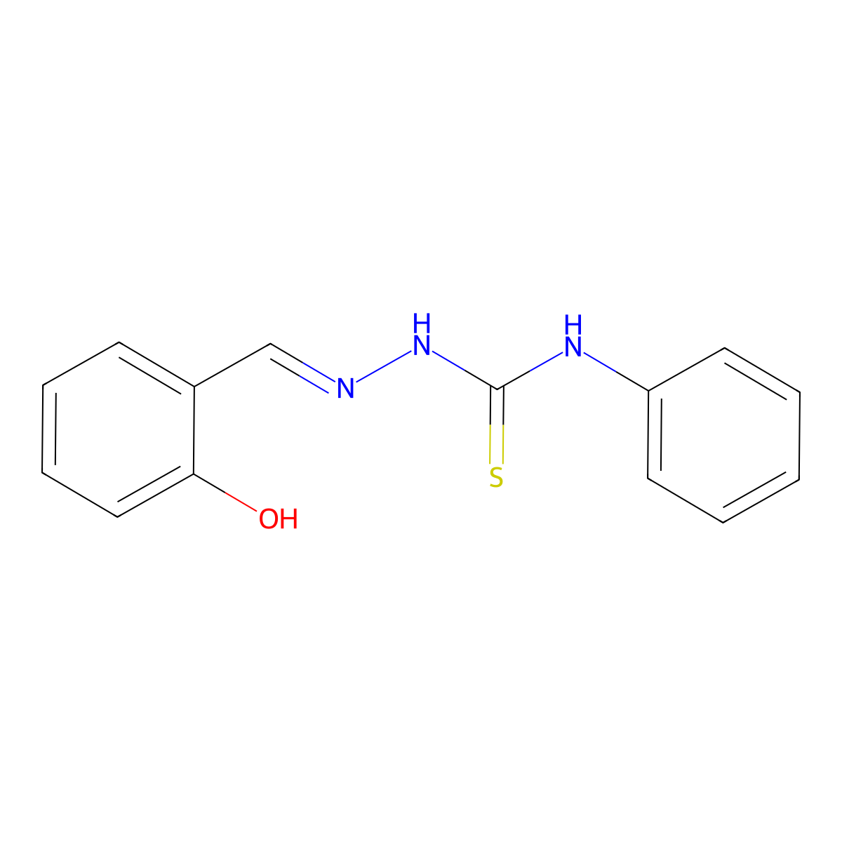 Hydrazinecarbothioamide, 2-((2-hydroxyphenyl)methylene)-N-phenyl- molecular structure, CAS 14938-70-6