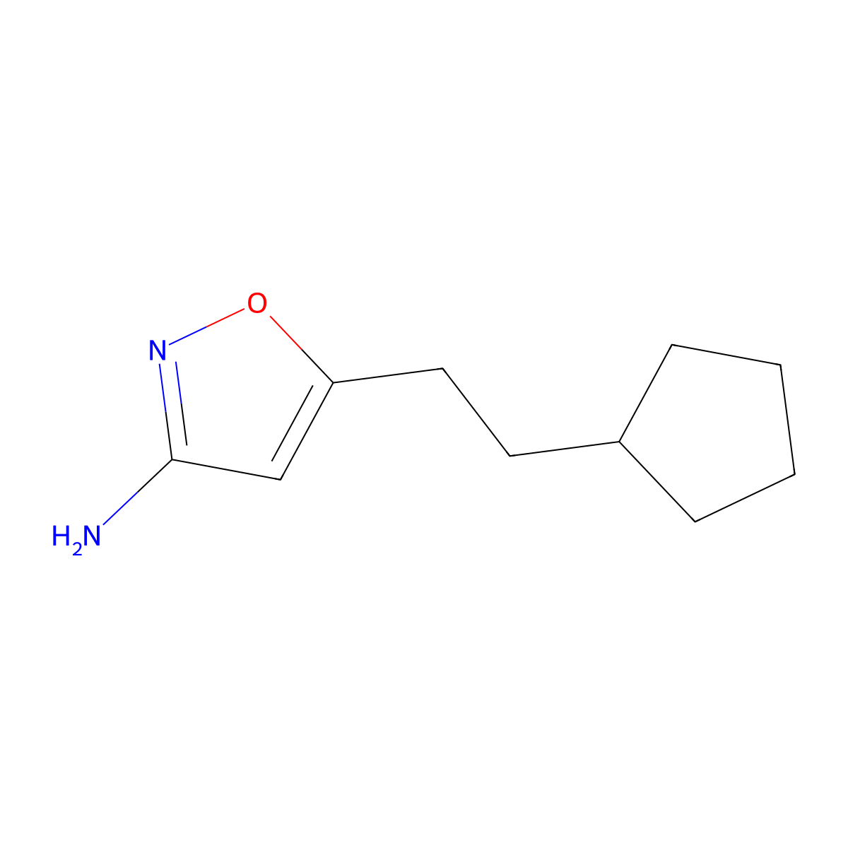 5-(2-Cyclopentylethyl)-1,2-oxazol-3-amine molecular structure, CAS 1493836-08-0