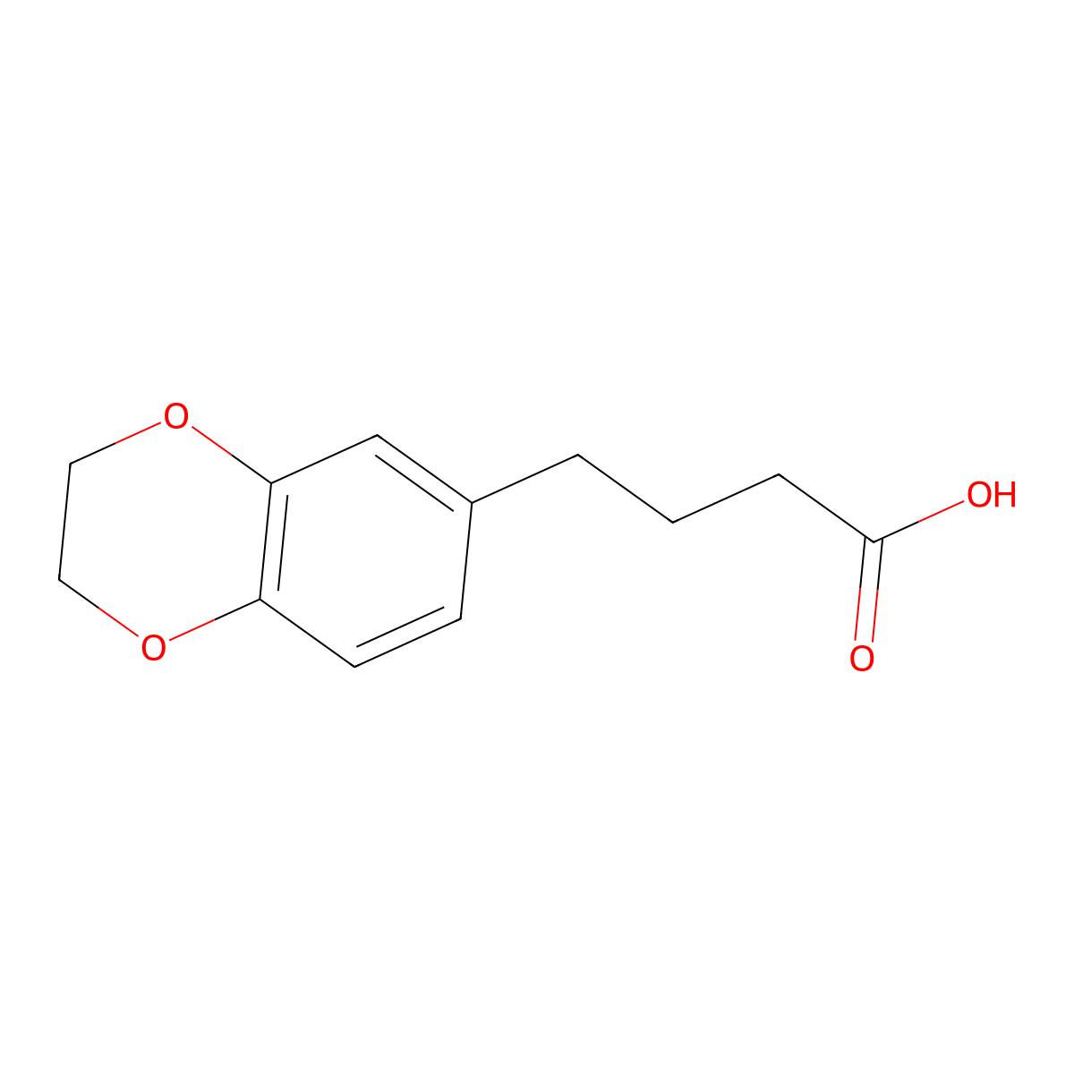 2,3-Dihydro-1,4-benzodioxin-6-butanoic acid molecular structure, CAS 14939-93-6