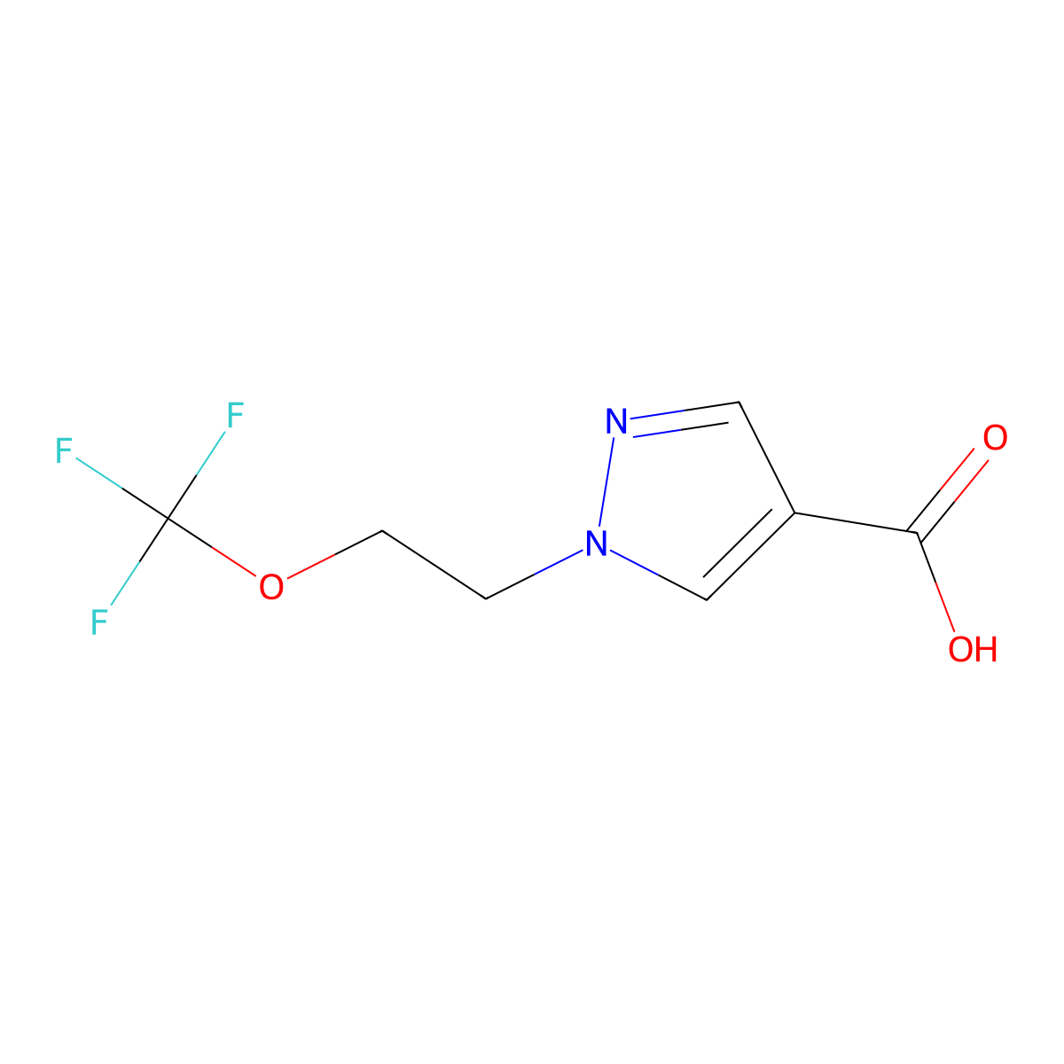 1-(2-(trifluoromethoxy)ethyl)-1H-pyrazole-4-carboxylic acid molecular structure, CAS 1493914-00-3