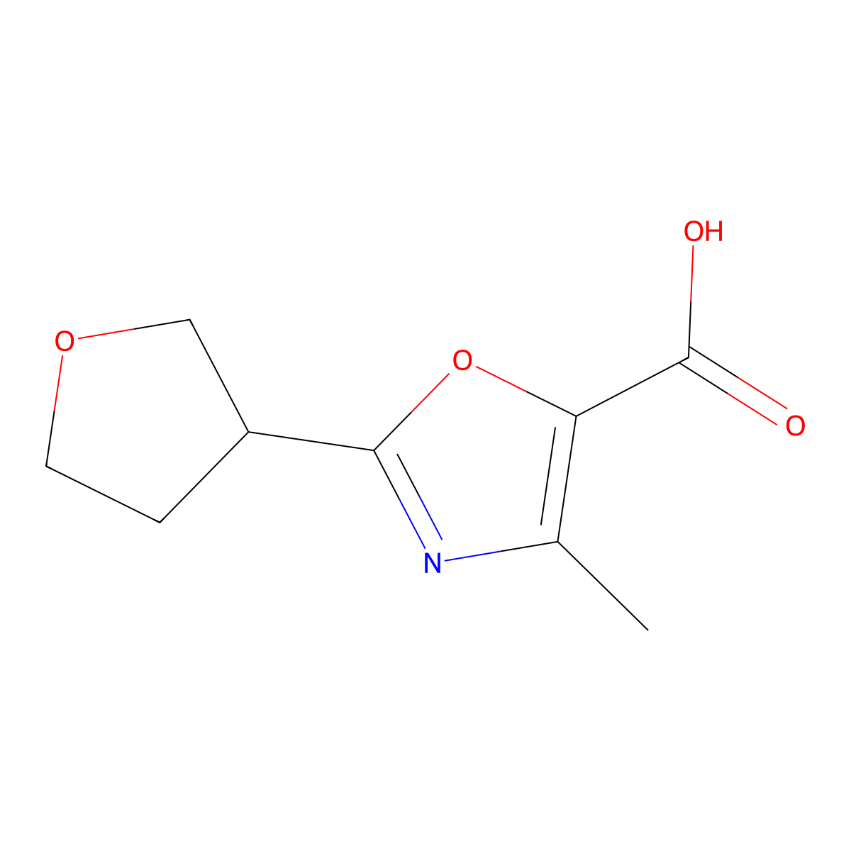 4-Methyl-2-(oxolan-3-yl)-1,3-oxazole-5-carboxylic acid molecular structure, CAS 1493915-30-2