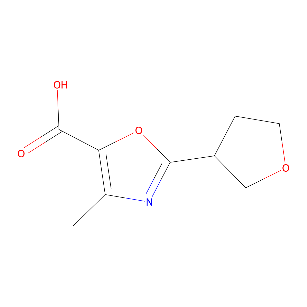 4-Methyl-2-(oxolan-3-yl)-1,3-oxazole-5-carboxylic acid molecular structure, CAS 1493915-30-2