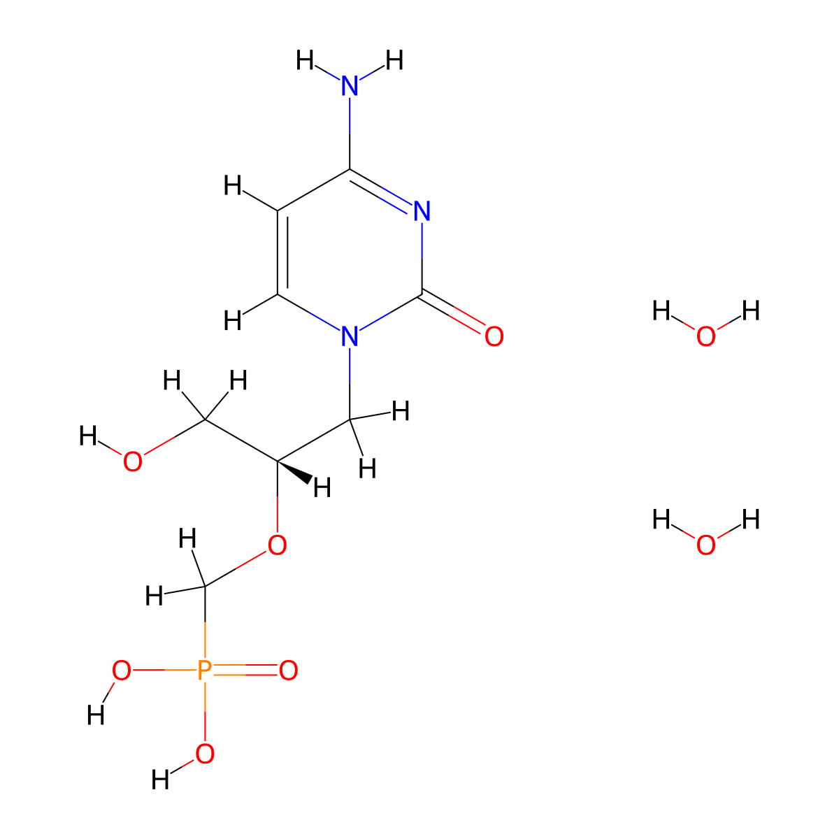 (S)-(((1-(4-Amino-2-oxopyrimidin-1(2H)-yl)-3-hydroxypropan-2-yl)oxy)methyl)phosphonic Acid Dihydrate molecular structure, CAS 149394-66-1