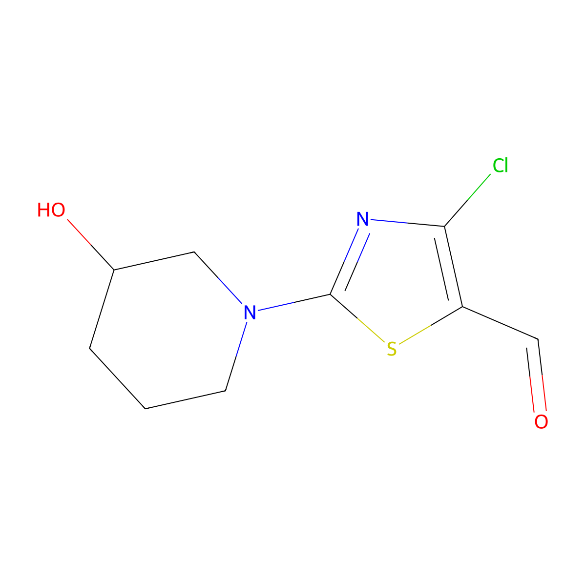 4-Chloro-2-(3-hydroxypiperidin-1-YL)thiazole-5-carbaldehyde molecular structure, CAS 1493942-59-8