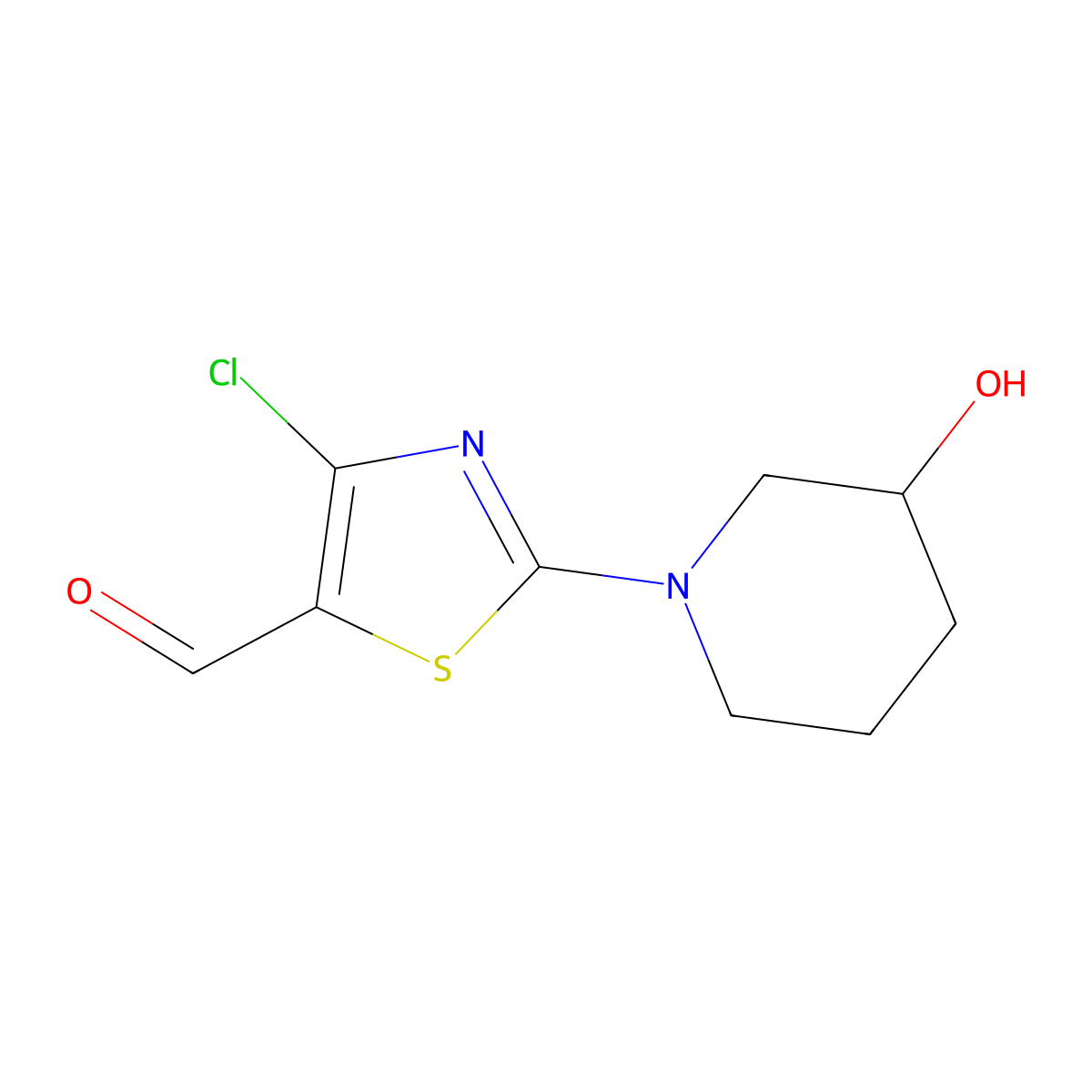 4-Chloro-2-(3-hydroxypiperidin-1-YL)thiazole-5-carbaldehyde molecular structure, CAS 1493942-59-8