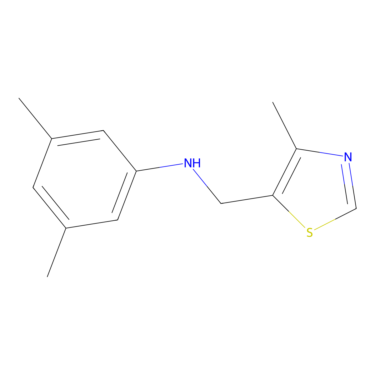 3,5-dimethyl-N-[(4-methyl-1,3-thiazol-5-yl)methyl]aniline molecular structure, CAS 1493959-97-9