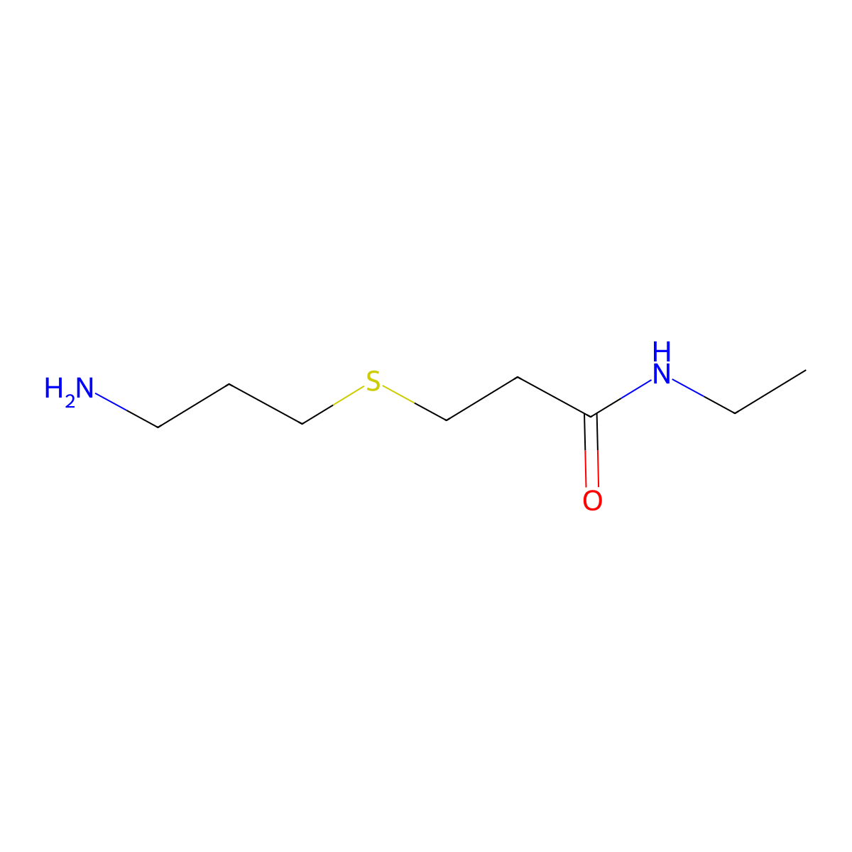3-((3-Aminopropyl)thio)-N-ethylpropanamide molecular structure, CAS 1493976-00-3