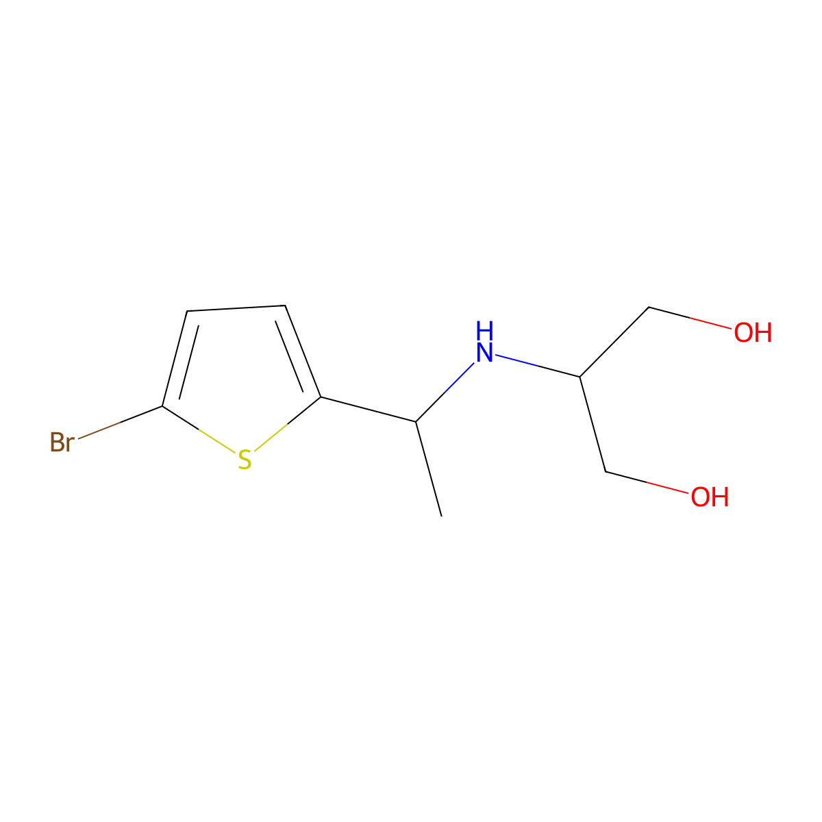 2-{[1-(5-Bromothiophen-2-yl)ethyl]amino}propane-1,3-diol molecular structure, CAS 1493984-36-3