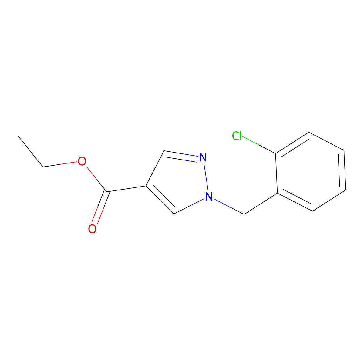 Ethyl 1-[(2-chlorophenyl)methyl]pyrazole-4-carboxylate molecular structure, CAS 1493994-04-9