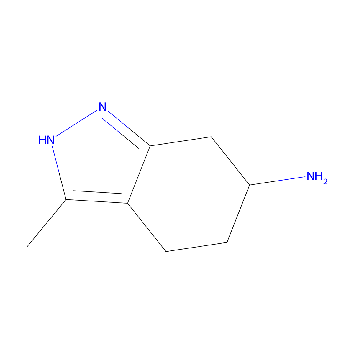3-methyl-4,5,6,7-tetrahydro-2H-indazol-6-amine molecular structure, CAS 1493995-94-0