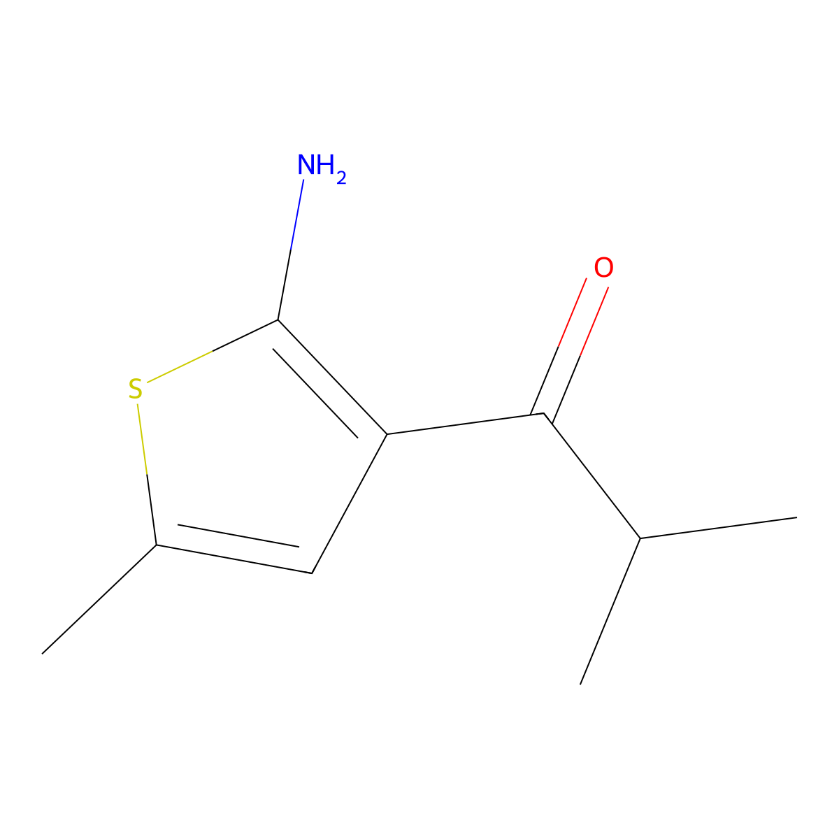1-(2-Amino-5-methylthiophen-3-yl)-2-methylpropan-1-one molecular structure, CAS 1494004-17-9