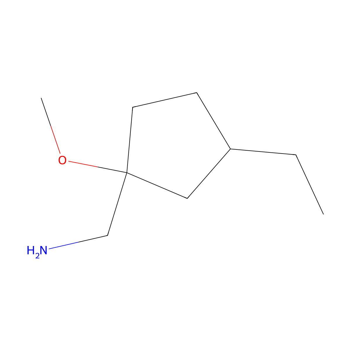 (3-Ethyl-1-methoxycyclopentyl)methanamine molecular structure, CAS 1494017-91-2