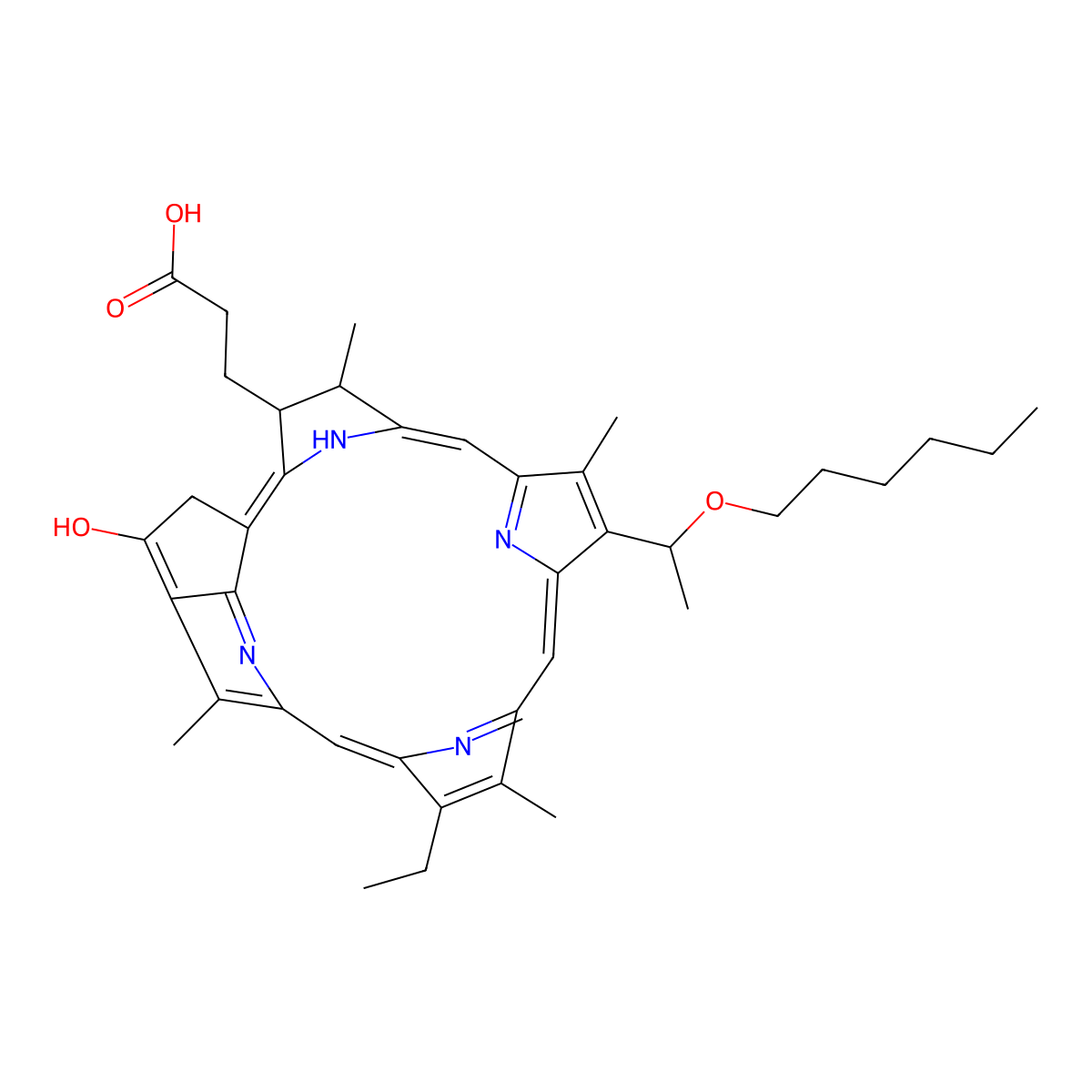 2-(1-Hexyloxyethyl)-2-devinyl pyropheophorbide-a molecular structure, CAS 149402-51-7