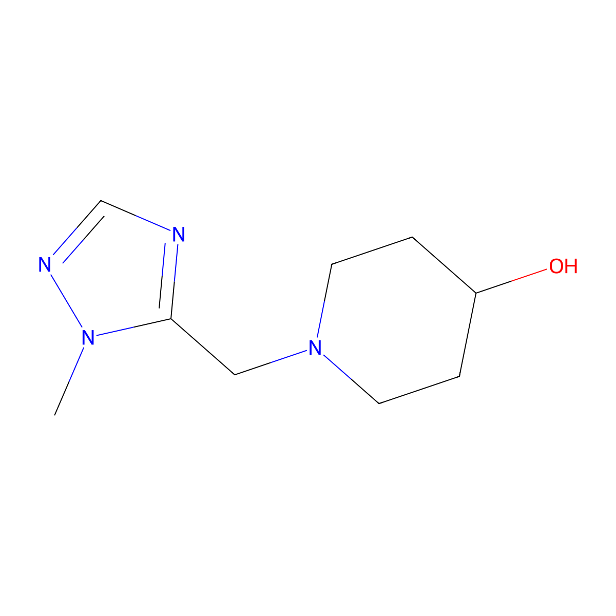 1-[(1-methyl-1H-1,2,4-triazol-5-yl)methyl]piperidin-4-ol molecular structure, CAS 1494054-85-1