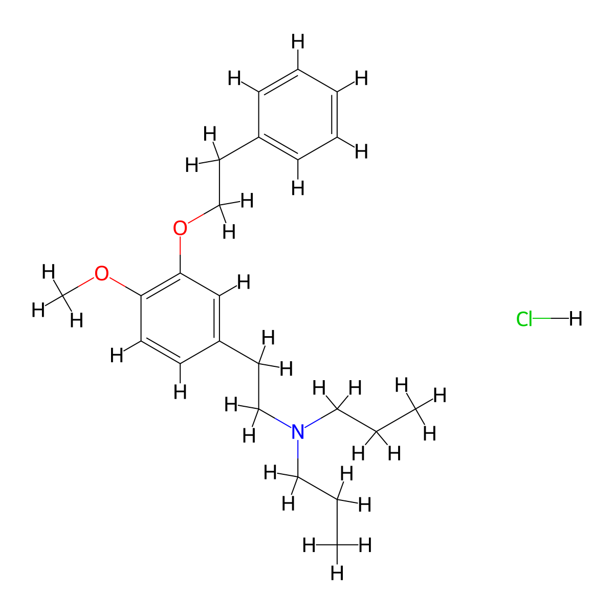 4-Methoxy-3-(2-phenylethoxy)-N,N-dipropylbenzeneethanamine hydrochloride (1:1) molecular structure, CAS 149409-57-4
