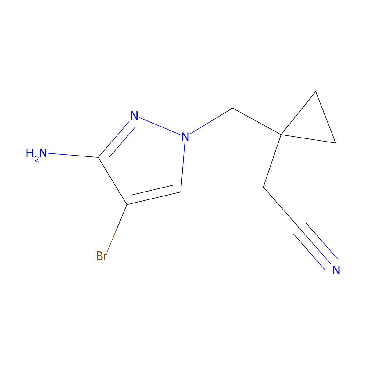 2-{1-[(3-Amino-4-bromo-1h-pyrazol-1-yl)methyl]cyclopropyl}acetonitrile molecular structure, CAS 1494097-03-8