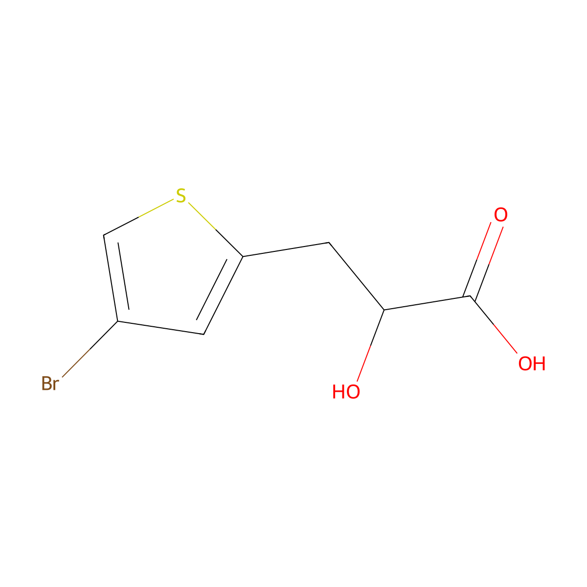 3-(4-Bromothiophen-2-yl)-2-hydroxypropanoic acid molecular structure, CAS 1494102-70-3