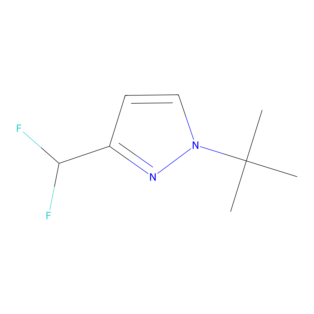 1-tert-butyl-3-(difluoromethyl)-1H-pyrazole molecular structure, CAS 1494107-12-8