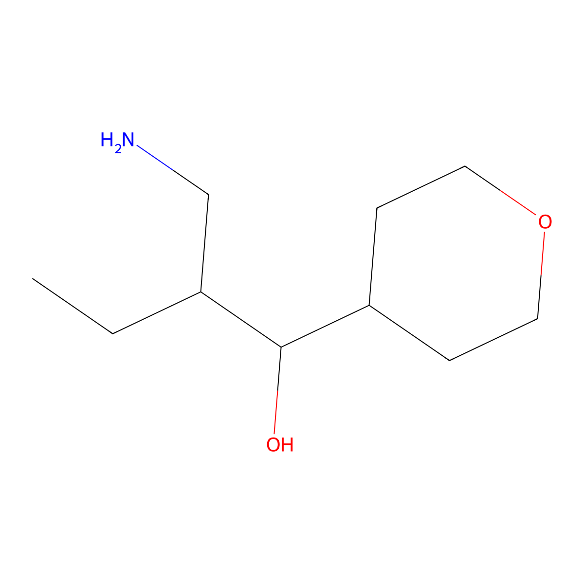 2-(Aminomethyl)-1-(oxan-4-yl)butan-1-ol molecular structure, CAS 1494107-98-0