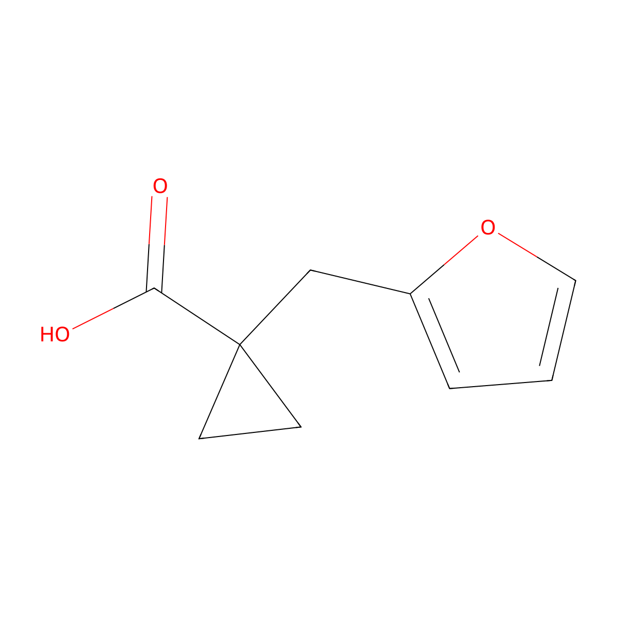 1-(Furan-2-ylmethyl)cyclopropane-1-carboxylic acid molecular structure, CAS 1494118-15-8