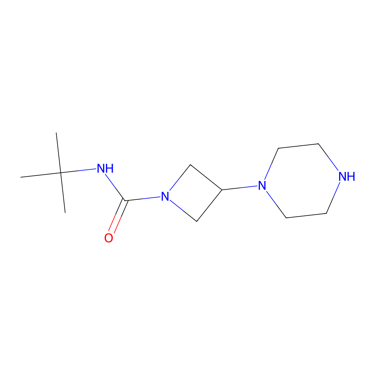N-tert-butyl-3-(piperazin-1-yl)azetidine-1-carboxamide molecular structure, CAS 1494123-73-7