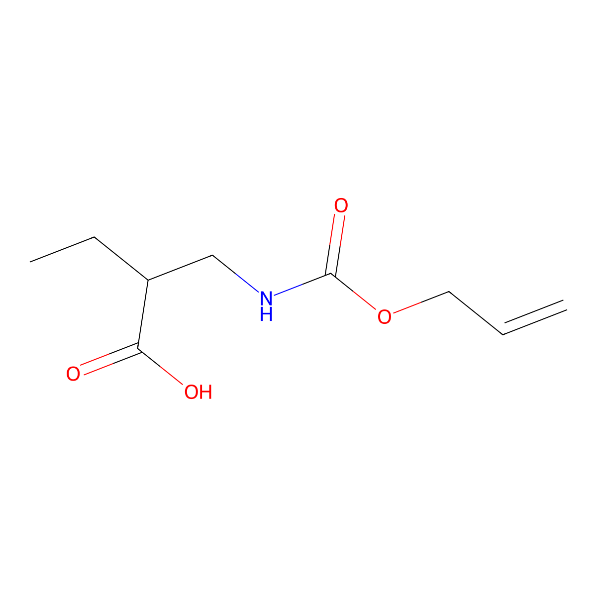 2-({[(Prop-2-en-1-yloxy)carbonyl]amino}methyl)butanoic acid molecular structure, CAS 1494124-13-8