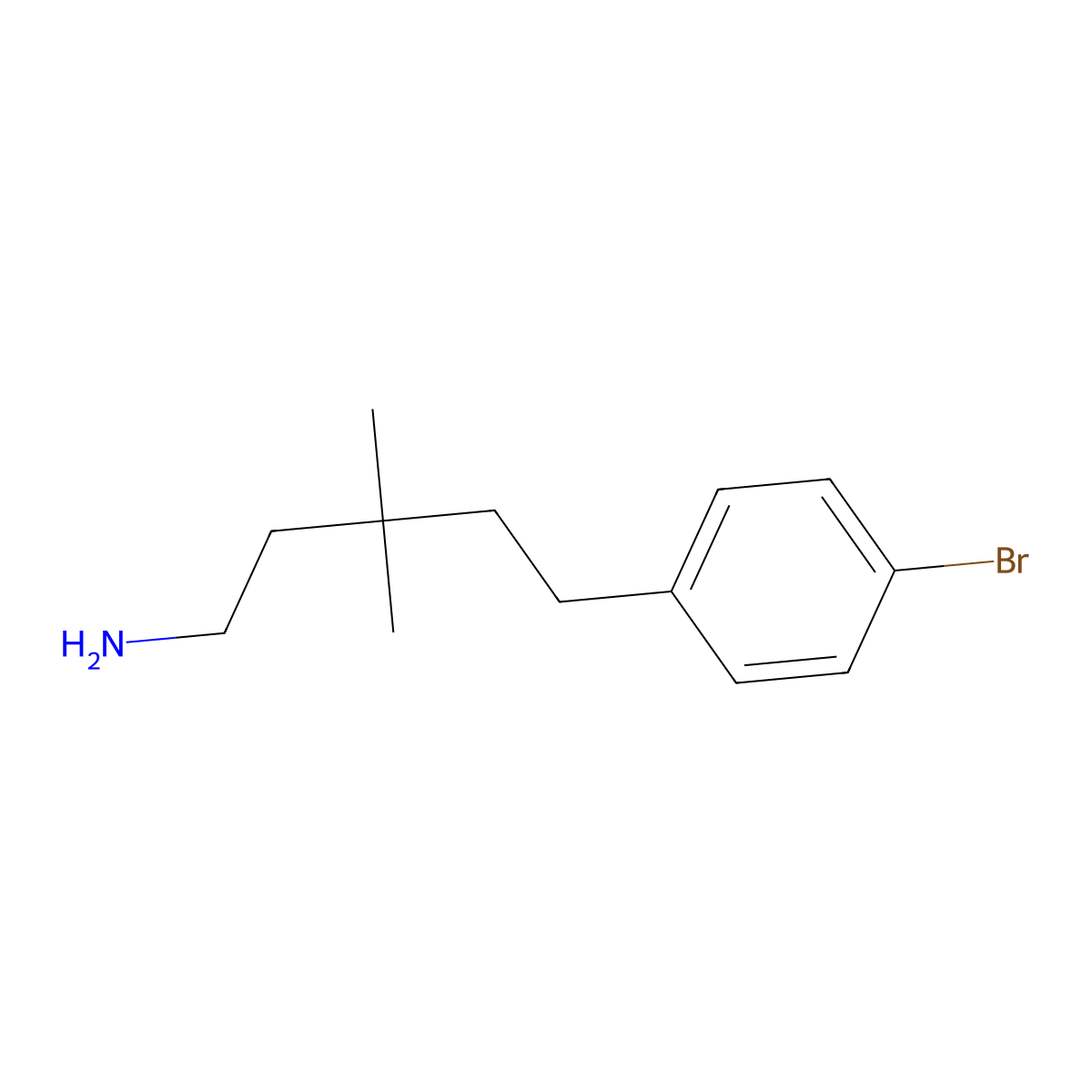 5-(4-Bromophenyl)-3,3-dimethylpentan-1-amine molecular structure, CAS 1494130-22-1