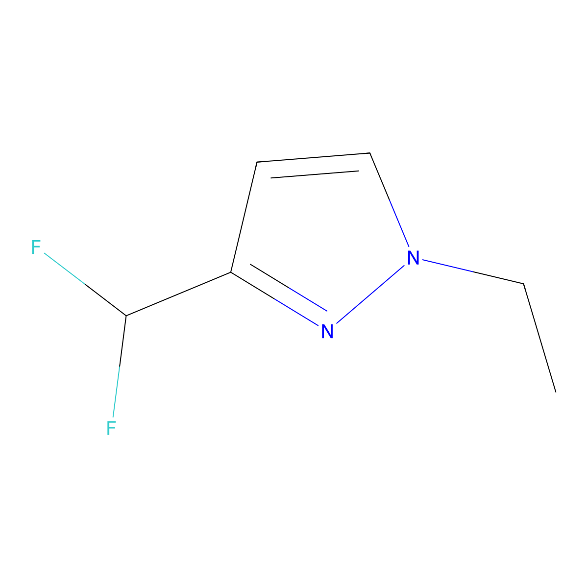 3-(difluoromethyl)-1-ethyl-1H-pyrazole molecular structure, CAS 1494132-52-3