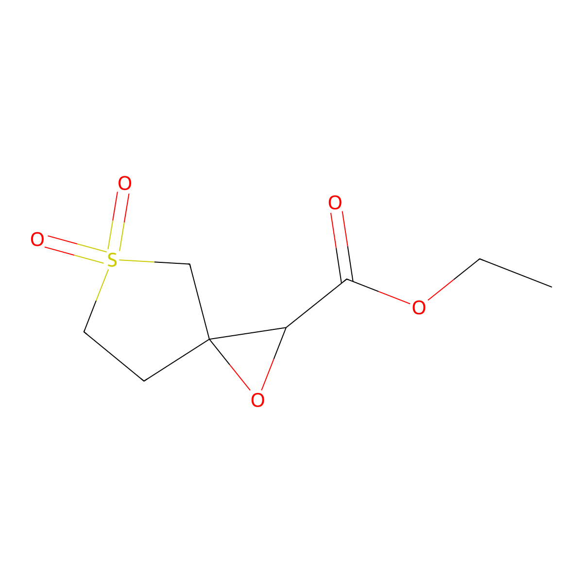 Ethyl 1-oxa-5-thiaspiro[2.4]heptane-2-carboxylate 5,5-dioxide molecular structure, CAS 1494137-59-5