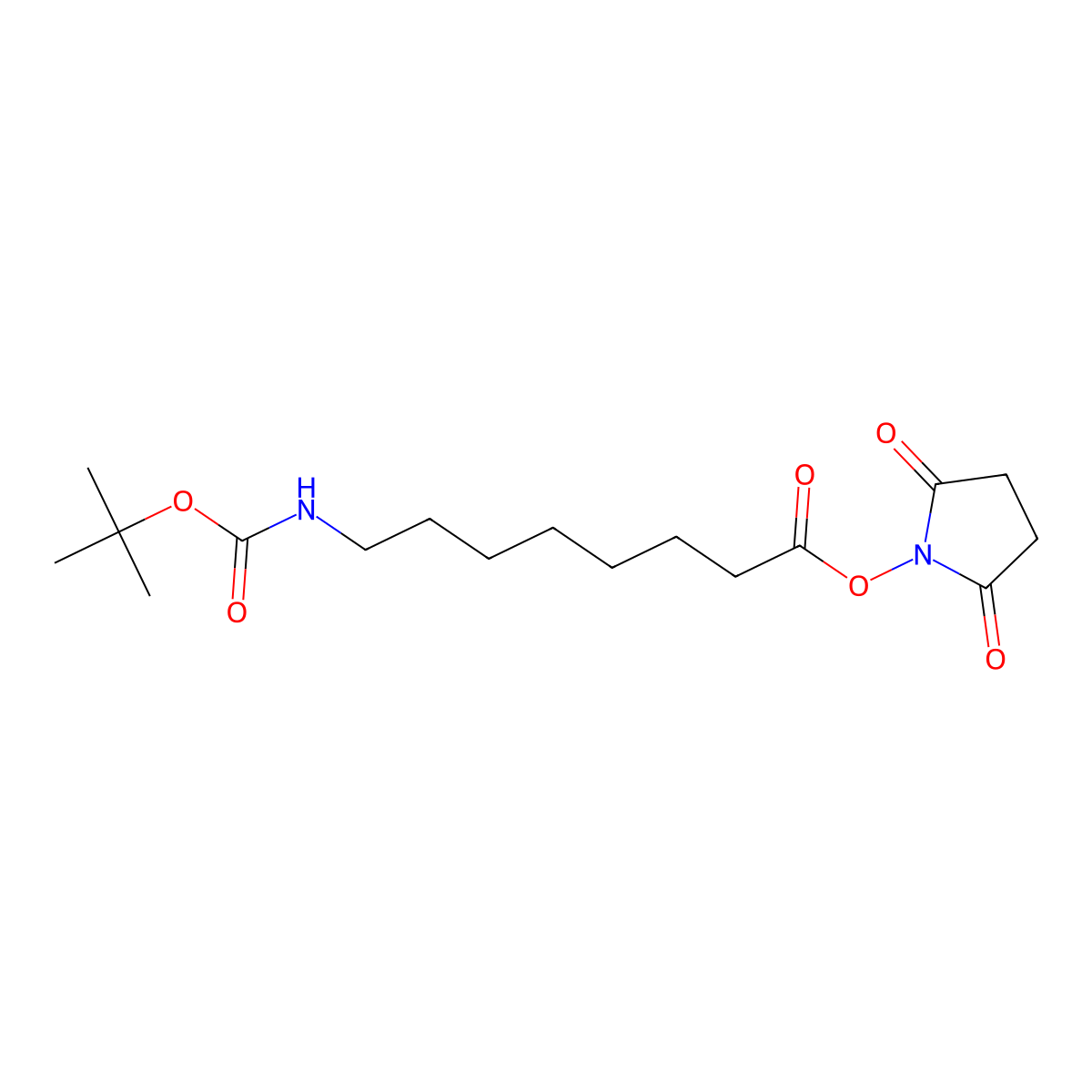 Octanoic acid, 8-[[(1,1-dimethylethoxy)carbonyl]amino]-, 2,5-dioxo-1-pyrrolidinyl ester molecular structure, CAS 149414-80-2