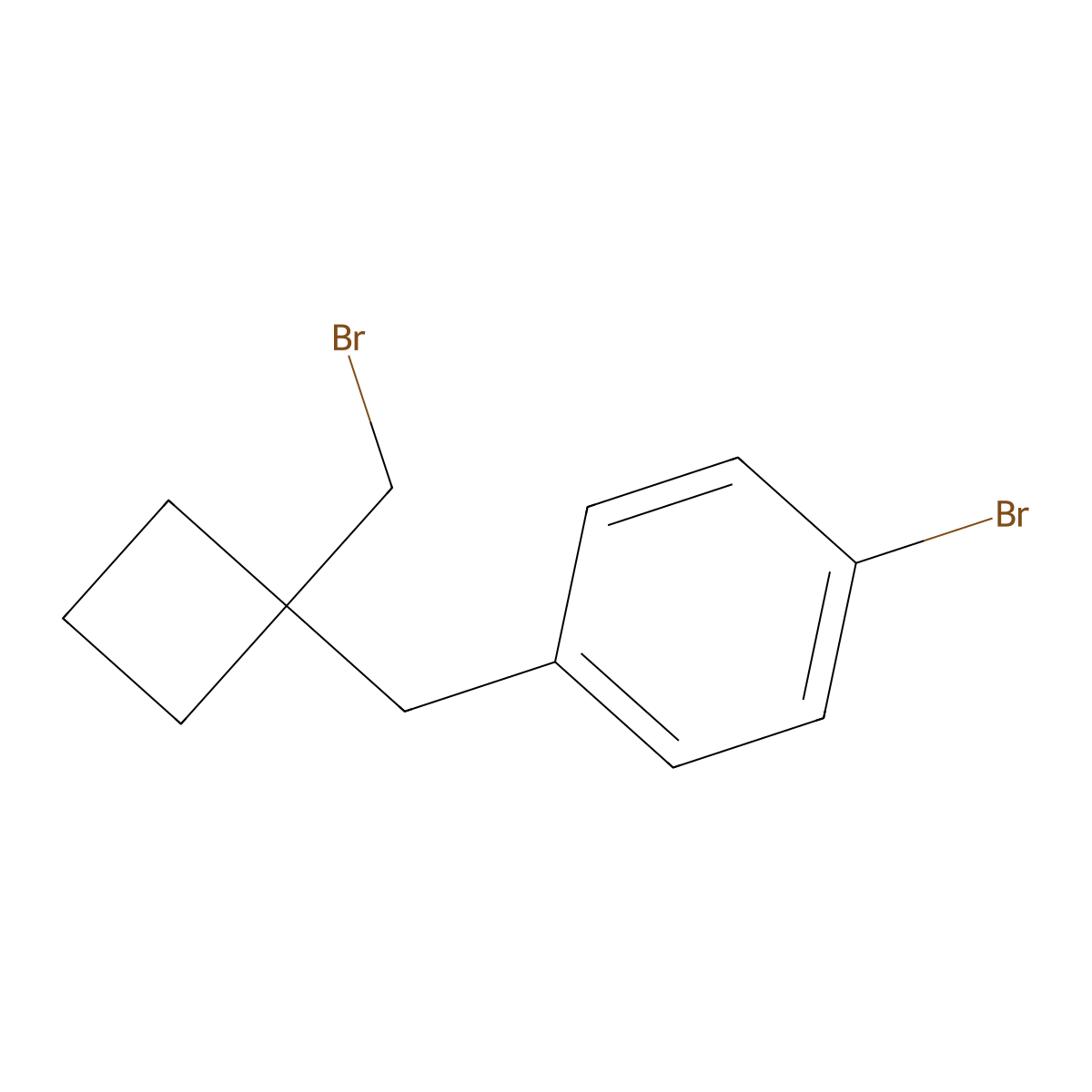 1-Bromo-4-{[1-(bromomethyl)cyclobutyl]methyl}benzene molecular structure, CAS 1494152-32-7