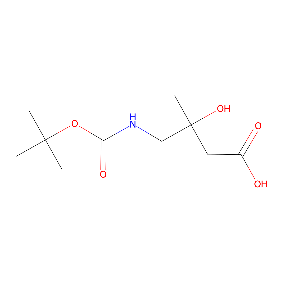 4-(((Tert-butoxy)carbonyl)amino)-3-hydroxy-3-methylbutanoic acid molecular structure, CAS 1494153-88-6