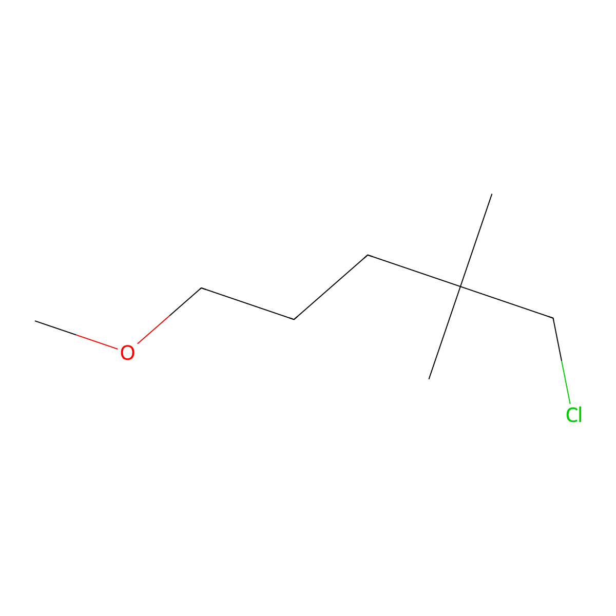 1-Chloro-5-methoxy-2,2-dimethylpentane molecular structure, CAS 1494161-06-6