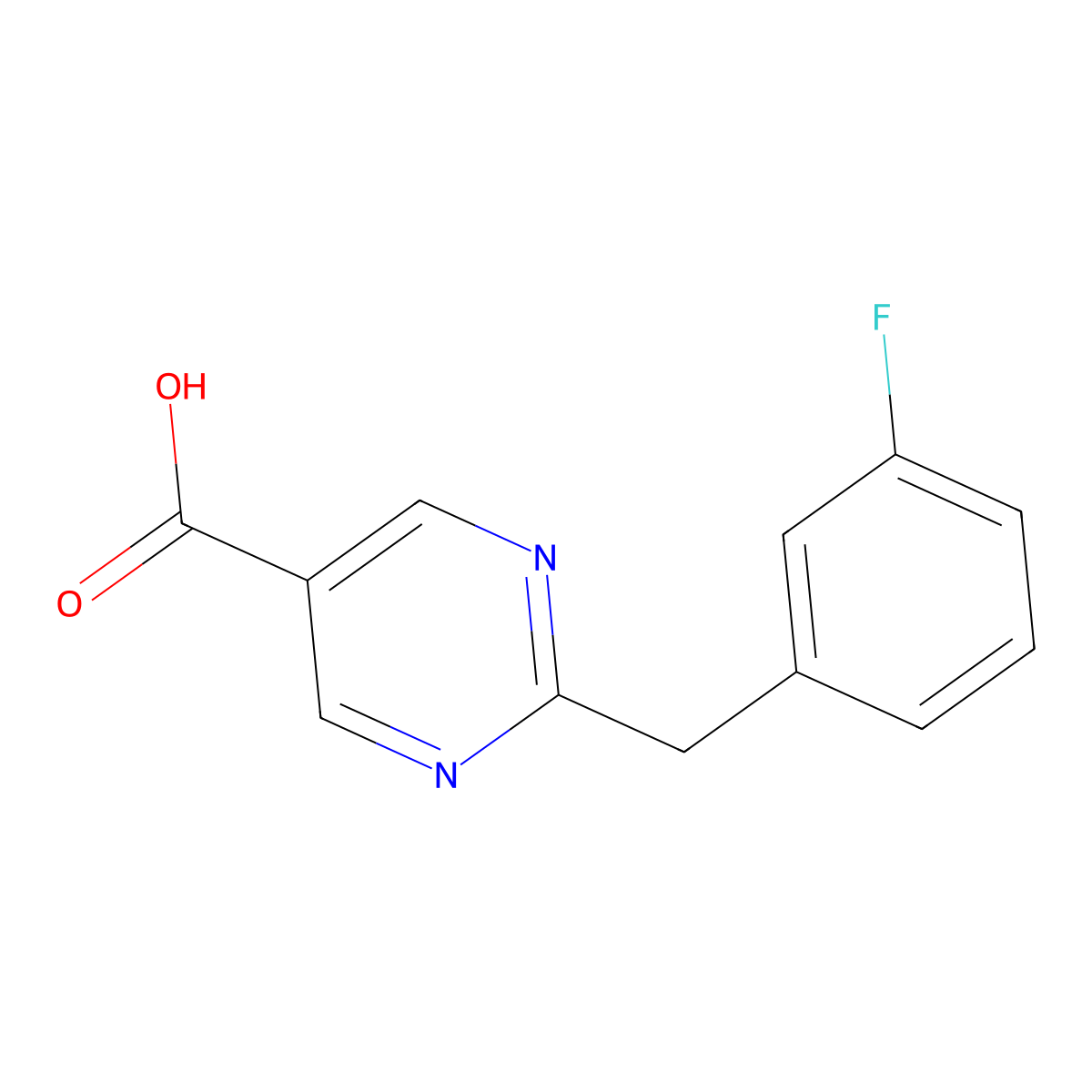 2-(3-Fluorobenzyl)pyrimidine-5-carboxylic acid molecular structure, CAS 1494197-77-1