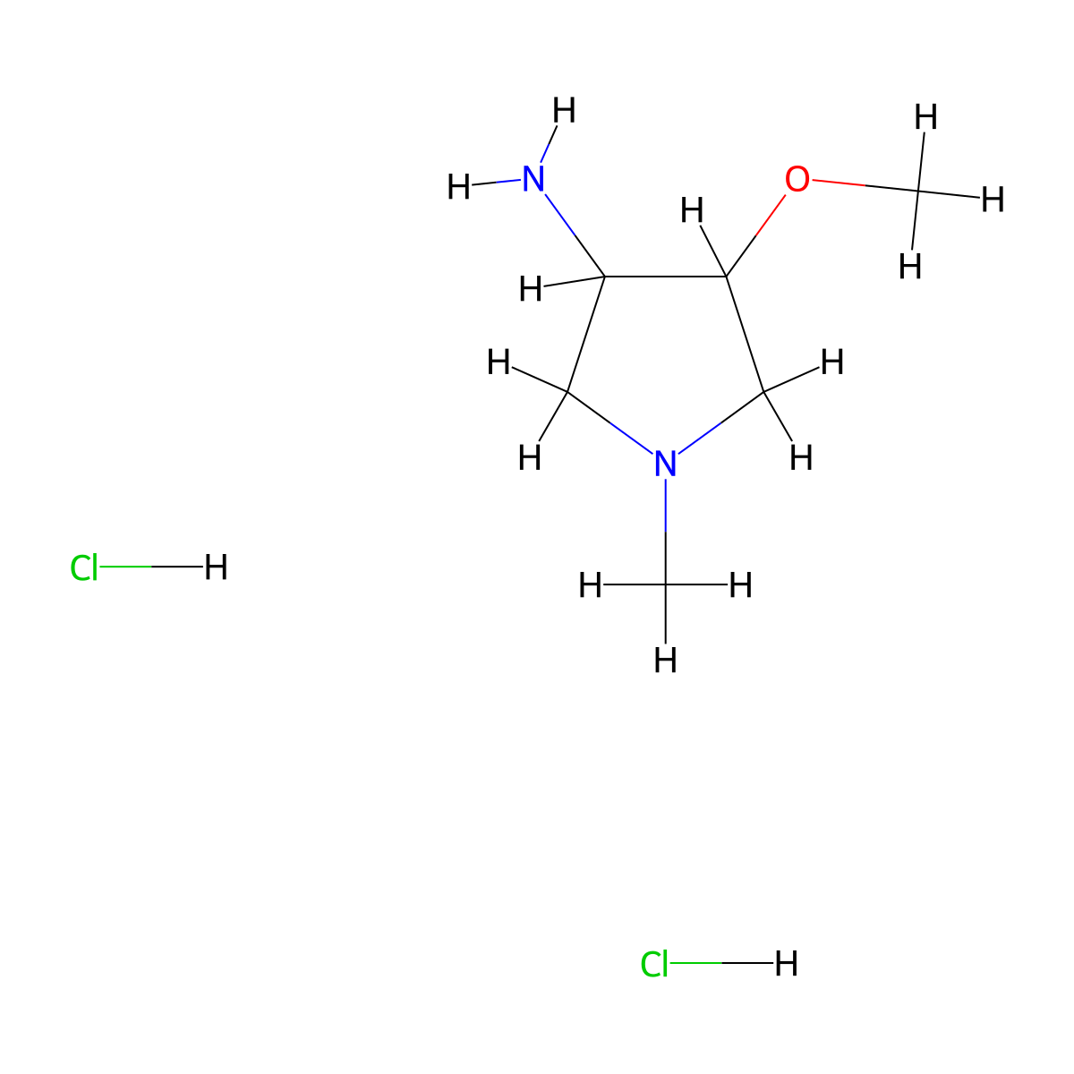 4-Methoxy-1-methyl-pyrrolidin-3-amine;dihydrochloride molecular structure, CAS 149421-01-2