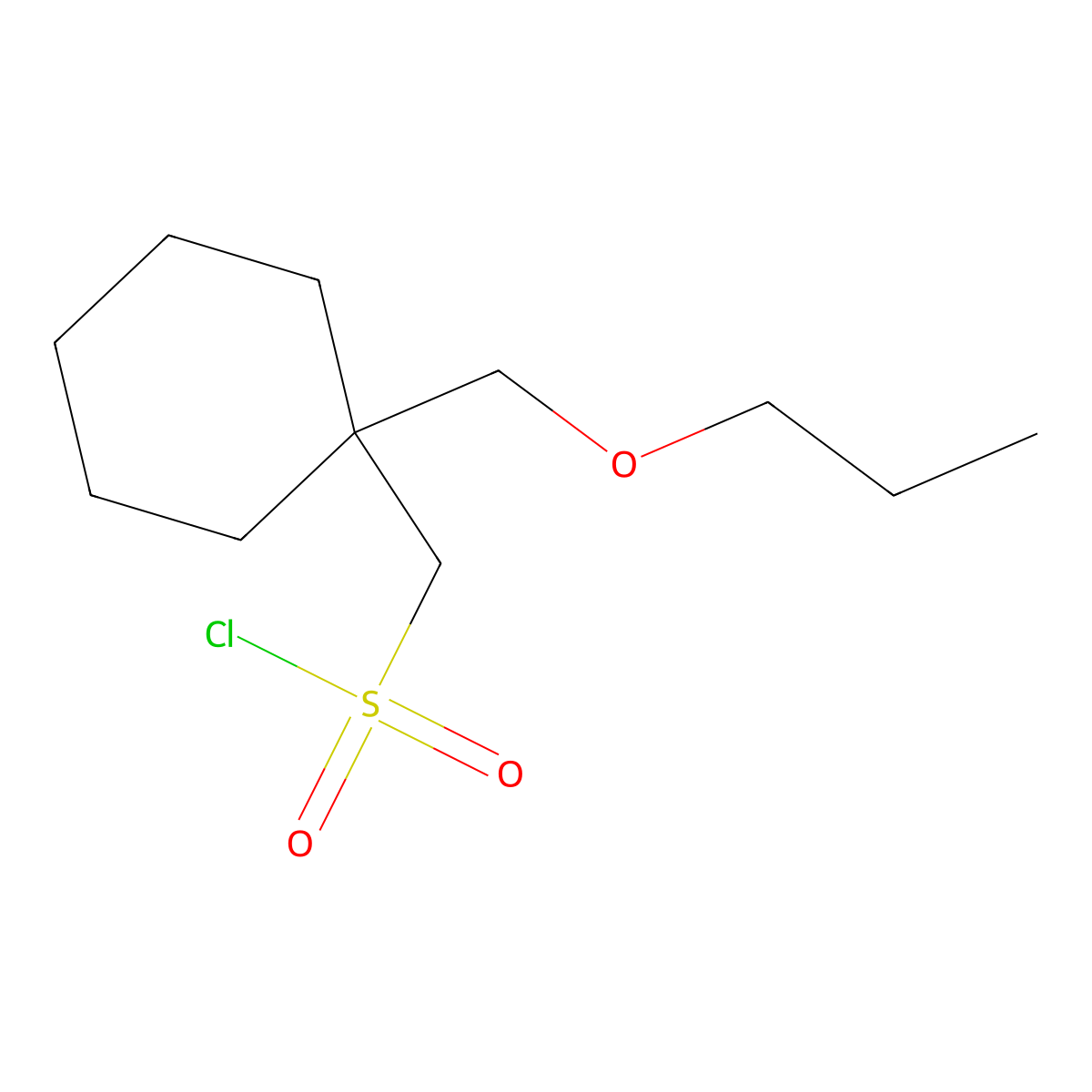 [1-(Propoxymethyl)cyclohexyl]methanesulfonyl chloride molecular structure, CAS 1494267-57-0