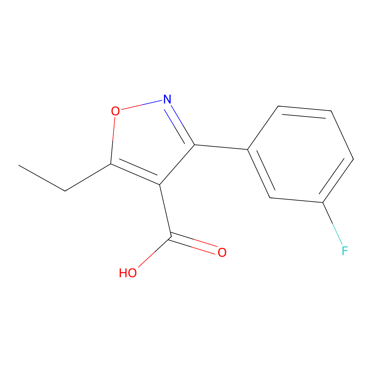 5-Ethyl-3-(3-fluorophenyl)isoxazole-4-carboxylic acid molecular structure, CAS 1494284-72-8