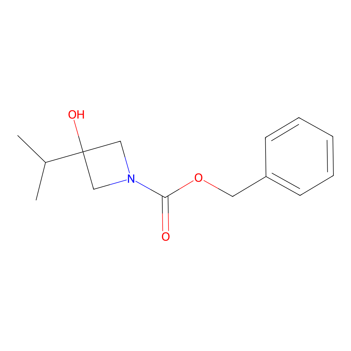 Benzyl 3-hydroxy-3-(propan-2-yl)azetidine-1-carboxylate molecular structure, CAS 1494298-69-9