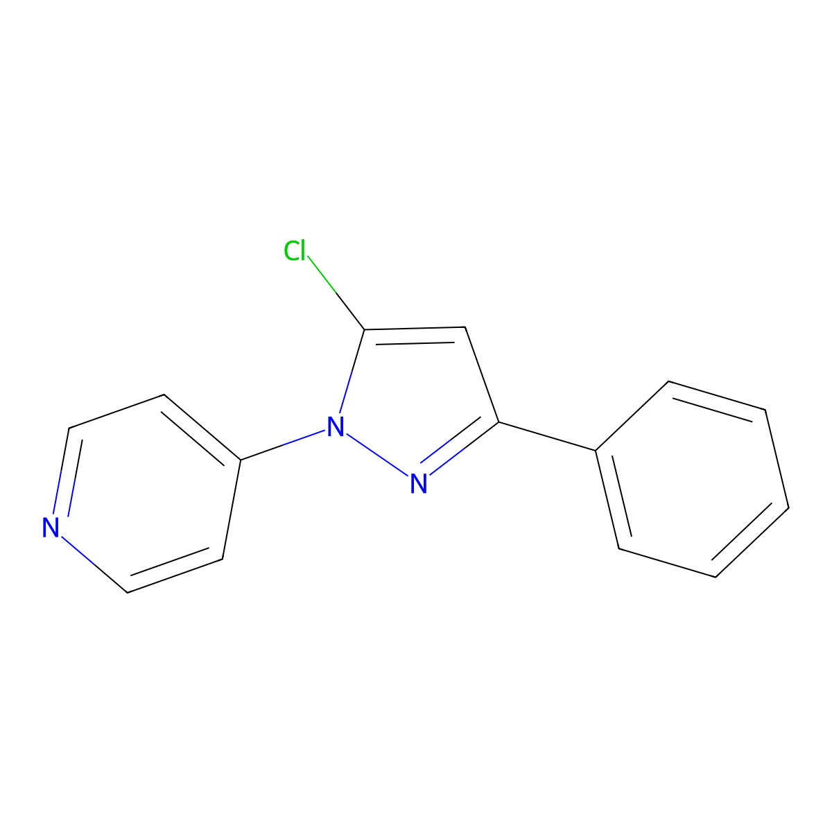 4-(5-chloro-3-phenyl-1H-pyrazol-1-yl)pyridine molecular structure, CAS 1494318-50-1