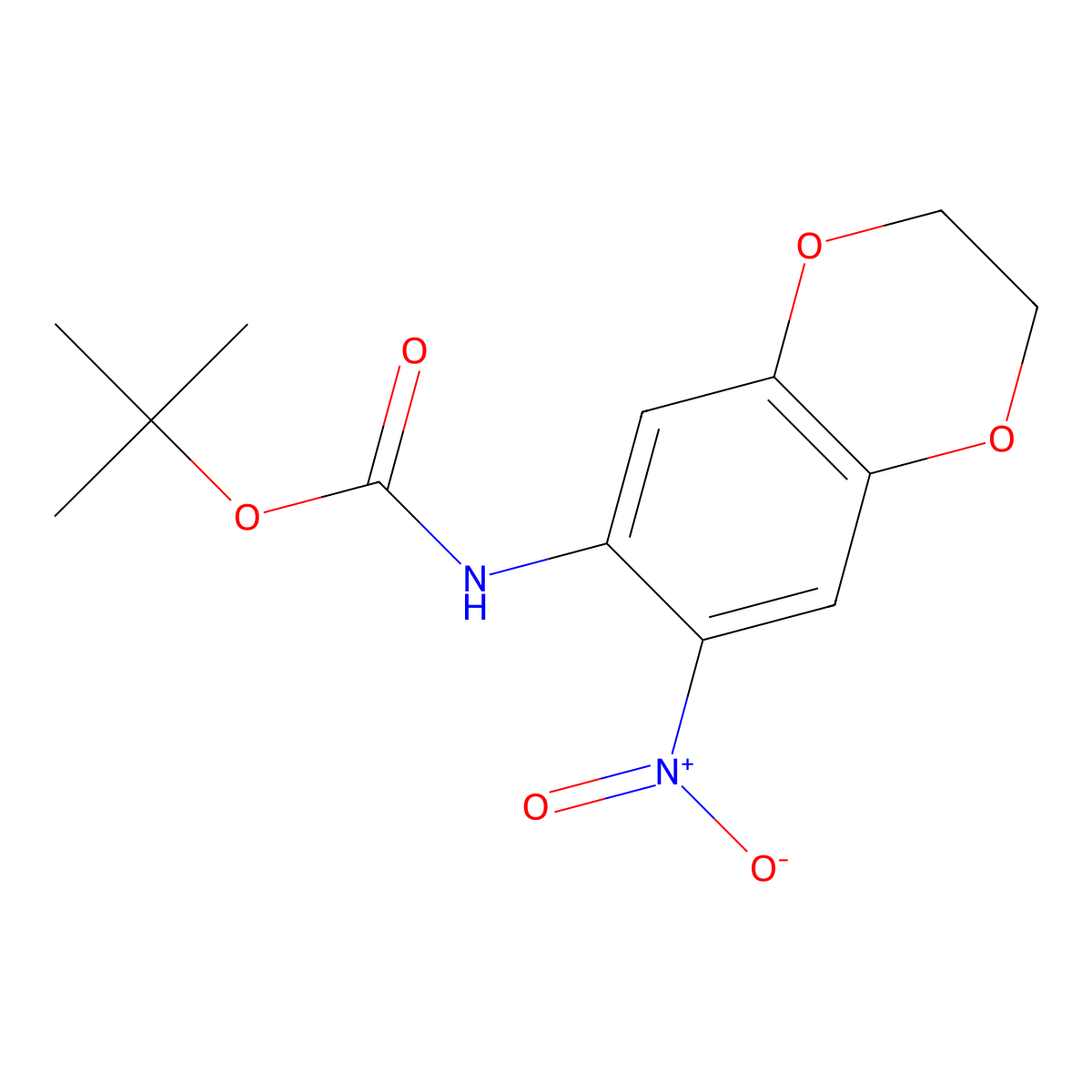 tert-butyl N-(7-nitro-2,3-dihydro-1,4-benzodioxin-6-yl)carbamate molecular structure, CAS 1494359-26-0