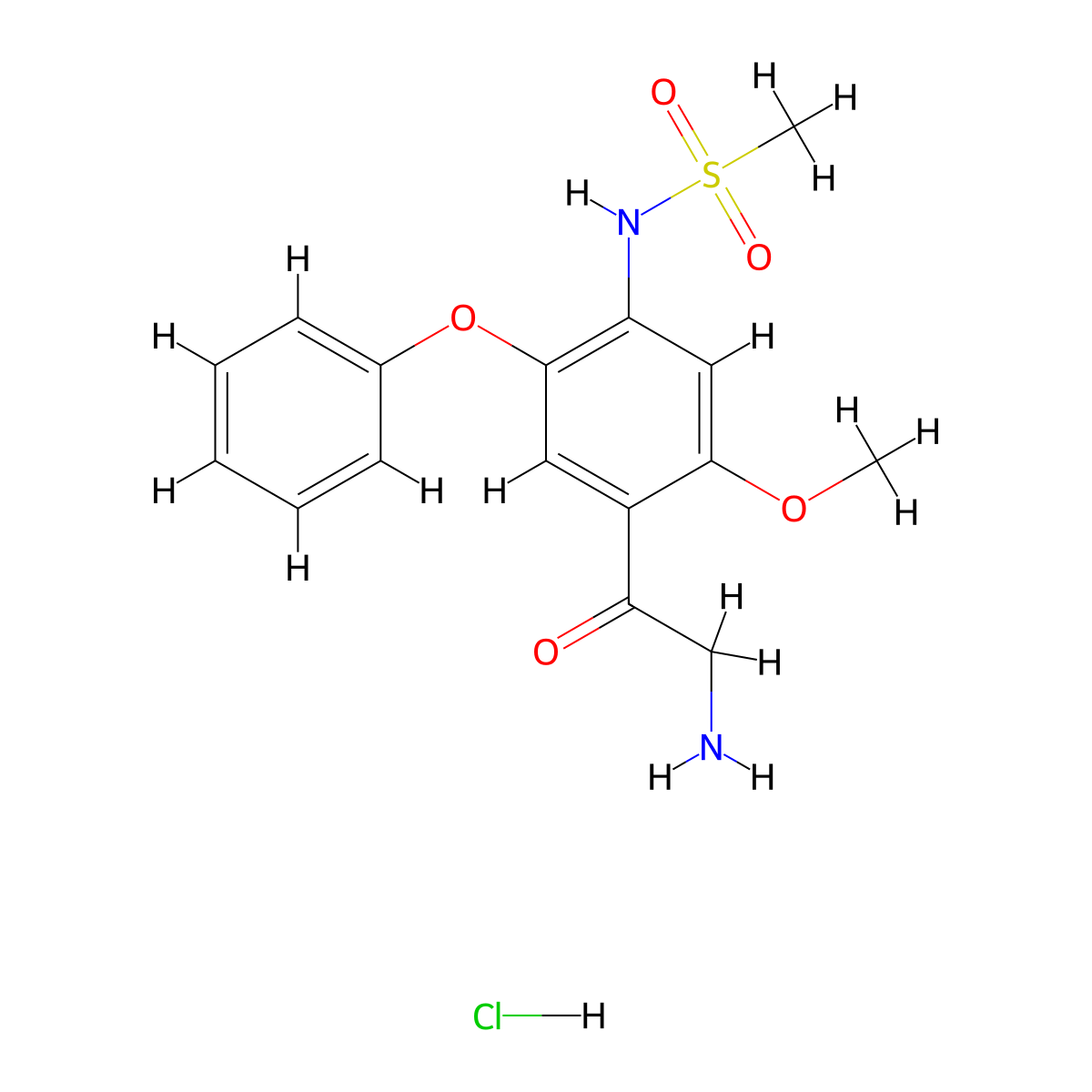 N-(4-(2-aminoacetyl)-5-methoxy-2-phenoxyphenyl)methanesulfonamide hydrochloride molecular structure, CAS 149436-41-9