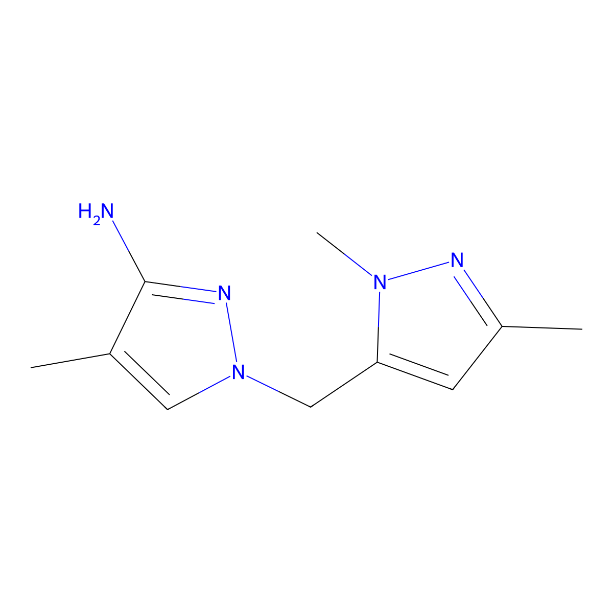 1-((1,3-Dimethyl-1h-pyrazol-5-yl)methyl)-4-methyl-1h-pyrazol-3-amine molecular structure, CAS 1494362-97-8