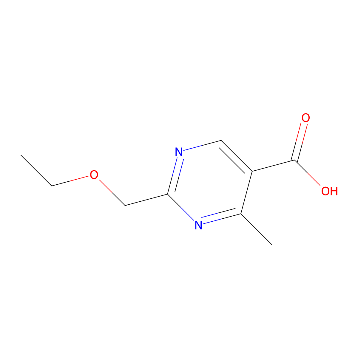 2-(Ethoxymethyl)-4-methylpyrimidine-5-carboxylic acid molecular structure, CAS 1494375-24-4
