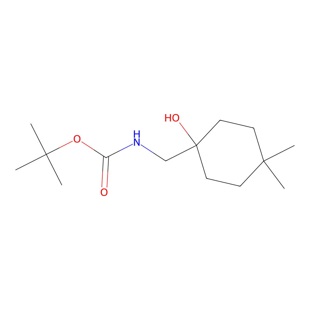 tert-butyl N-[(1-hydroxy-4,4-dimethylcyclohexyl)methyl]carbamate molecular structure, CAS 1494390-21-4