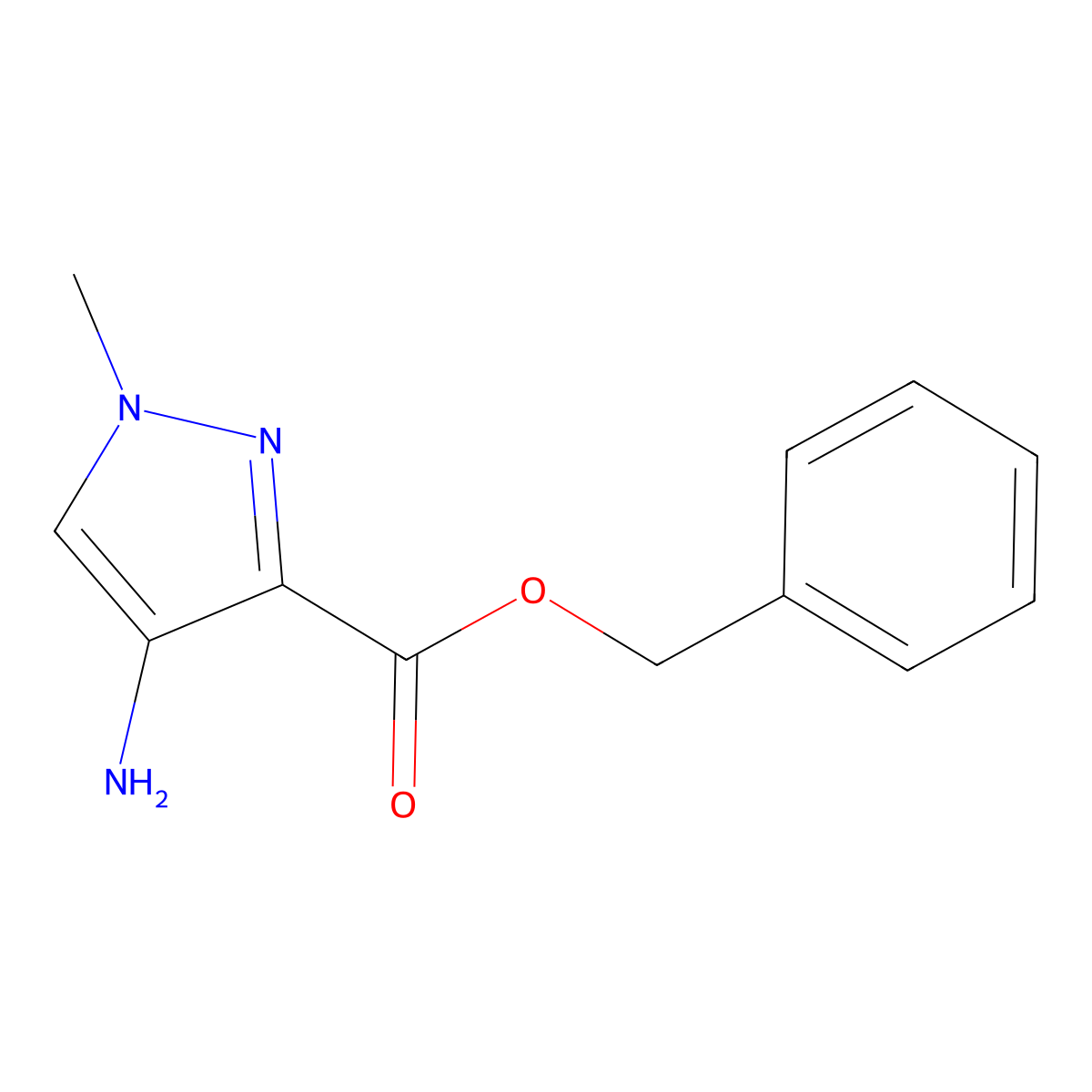 Benzyl 4-amino-1-methyl-1H-pyrazole-3-carboxylate molecular structure, CAS 1494399-57-3