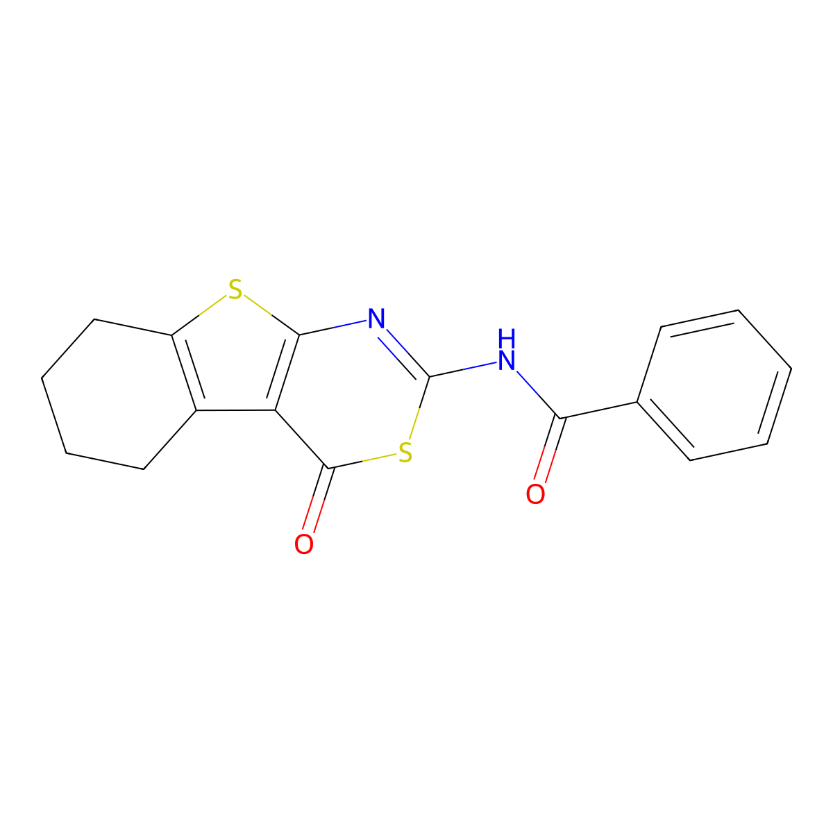 N-(4-oxo-5,6,7,8-tetrahydro-[1]benzothiolo[2,3-d][1,3]thiazin-2-yl)benzamide molecular structure, CAS 149440-62-0
