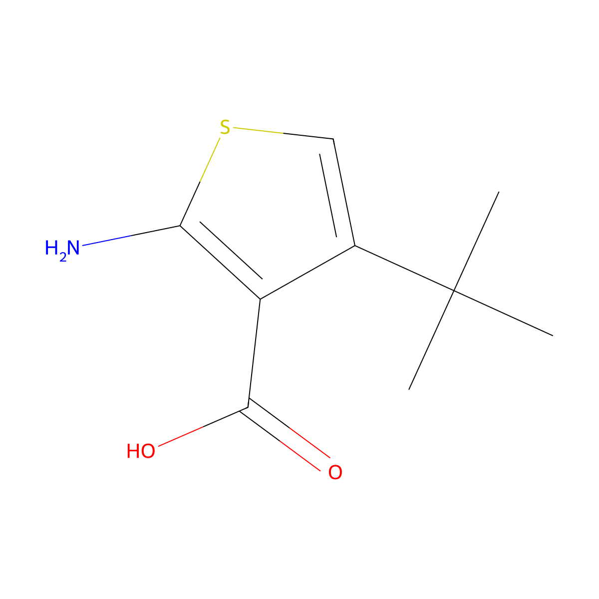 2-Amino-4-tert-butylthiophene-3-carboxylic acid molecular structure, CAS 1494402-67-3